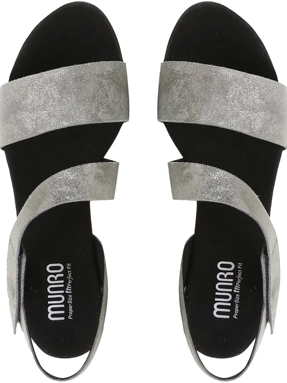 Munro Lucia Gunmetal Leather Double-Strap Slingback Sandals